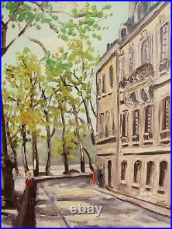 Fine Vintage MID Century Modernist Signed French Cityscape Oil Painting 30s 40s