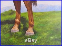 Finest Luigi Vintage Horse Oil Painting Signed Mystery Artist Blue Sky Clouds