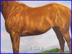 Finest Luigi Vintage Horse Oil Painting Signed Mystery Artist Blue Sky Clouds