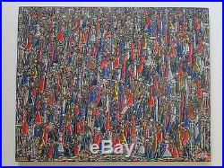 Finest Rene Haspil Haitian Painting Abstract Expressionism Vintage Signed 30'