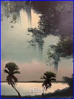 Florida Highwaymen Sam Newton Moonlight Moss 38x26 Original Oil On Upsom 1960s