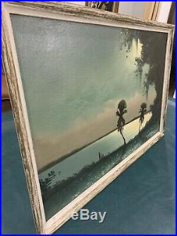 Florida Highwaymen Sam Newton Moonlight Moss 38x26 Original Oil On Upsom 1960s