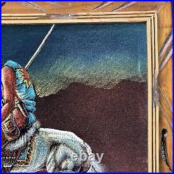 Framed End Of The Trail Velvet Painting Ernesto Sanchez Signed Native Art Vtg