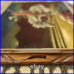 Framed End Of The Trail Velvet Painting Ernesto Sanchez Signed Native Art Vtg