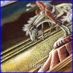 Framed End Of The Trail Velvet Painting Ernesto Sanchez Signed Native Art Vtg