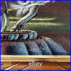 Framed End Of The Trail Velvet Painting Ernesto Sanchez Signed Native Art Vtg