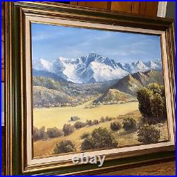 Framed Original Vintage Oil Painting Mountain Scene 24 X 19 J. Macduff Signed