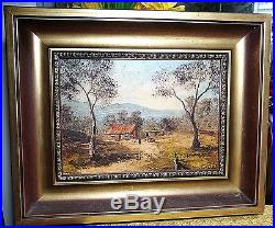 Framed vintage H. Kuljurgies Original Landscape oil painting Size 28X35cm signed