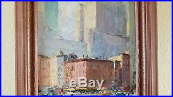 Frank Gervasi Vintage New York Street Scene Cityscape WPA Era Ashcan Painting