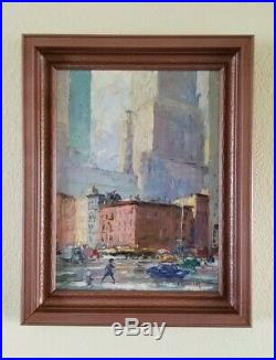 Frank Gervasi Vintage New York Street Scene Cityscape WPA Era Ashcan Painting