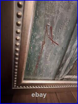 French Restaurant Aubrege Signed Stan Beckman Copy Large Oil Painting Frame Vtg