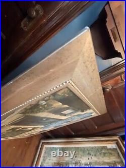 French Restaurant Aubrege Signed Stan Beckman Copy Large Oil Painting Frame Vtg