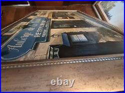 French Restaurant Aubrege Signed Stan Beckman Copy Large Oil Painting Frame Vtg