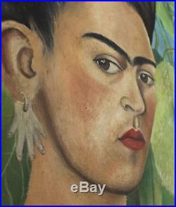 Frida Kahlo Signed Original Vintage Oil Painting on Canvas
