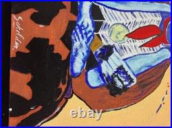 Fritz scholder painting watercolor, oil on canvas signed stamped vintage