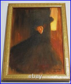 GUSTAV KLIMT OIL ON CANVAS PAINTING Signed And Stamped Vtg Art