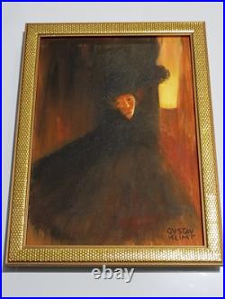 GUSTAV KLIMT OIL ON CANVAS PAINTING Signed And Stamped Vtg Art