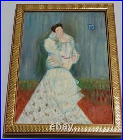 GUSTAV KLIMT OIL ON CANVAS PAINTING Signed And Stamped Vtg Art
