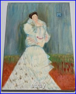 GUSTAV KLIMT OIL ON CANVAS PAINTING Signed And Stamped Vtg Art