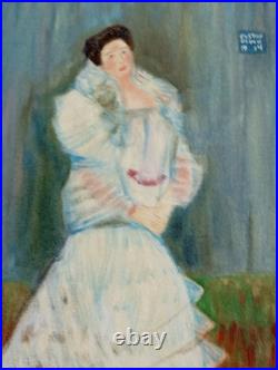 GUSTAV KLIMT OIL ON CANVAS PAINTING Signed And Stamped Vtg Art