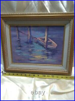 Galveston Vintage original oil on canvas painting signed by Jane Rushing 12x9