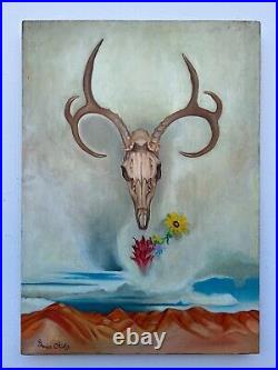 Georgia OKeeffe Oil on Canvas Painting Signed and Stamped Vtg art handmade
