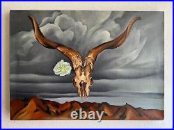 Georgia OKeeffe Oil on Canvas Painting Signed and Stamped Vtg art handmade