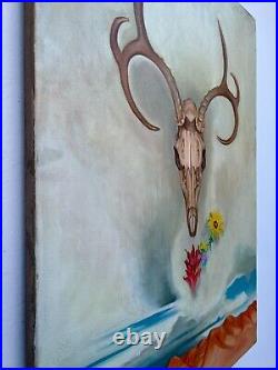 Georgia OKeeffe Oil on Canvas Painting Signed and Stamped Vtg art handmade