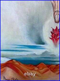 Georgia OKeeffe Oil on Canvas Painting Signed and Stamped Vtg art handmade