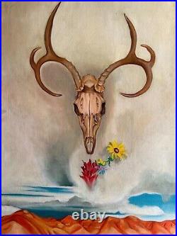 Georgia OKeeffe Oil on Canvas Painting Signed and Stamped Vtg art handmade