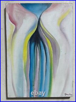 Georgia O´ Keefe Painting on canvas (handmade) vtg art signed and stamped