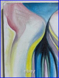 Georgia O´ Keefe Painting on canvas (handmade) vtg art signed and stamped