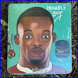 Ghana Africa Vtg Folk Art Hair Barber Salon Painted Sign Rare Humble Boy