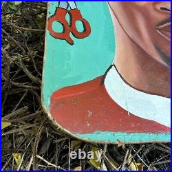 Ghana Africa Vtg Folk Art Hair Barber Salon Painted Sign Rare Humble Boy