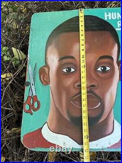 Ghana Africa Vtg Folk Art Hair Barber Salon Painted Sign Rare Humble Boy
