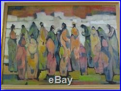 Giant Figural Abstract Painting Modernism Expressionism Vintage Congregation