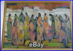 Giant Figural Abstract Painting Modernism Expressionism Vintage Congregation