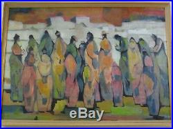 Giant Figural Abstract Painting Modernism Expressionism Vintage Congregation