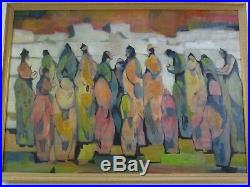 Giant Figural Abstract Painting Modernism Expressionism Vintage Congregation