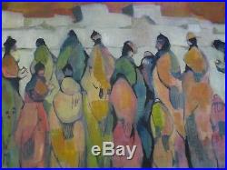 Giant Figural Abstract Painting Modernism Expressionism Vintage Congregation