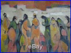 Giant Figural Abstract Painting Modernism Expressionism Vintage Congregation