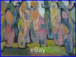 Giant Figural Abstract Painting Modernism Expressionism Vintage Congregation