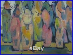 Giant Figural Abstract Painting Modernism Expressionism Vintage Congregation