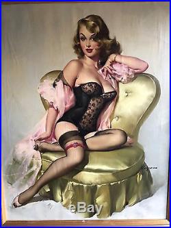 Gil Elvgren LOLA ORIGINAL Vintage PAINTING Pin-Up SeeThrough Lingerie PINUP