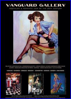 Gil Elvgren LOLA ORIGINAL Vintage PAINTING Pin-Up SeeThrough Lingerie PINUP