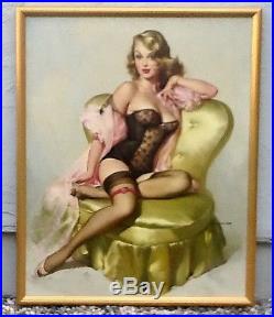 Gil Elvgren LOLA ORIGINAL Vintage PAINTING Pin-Up SeeThrough Lingerie PINUP