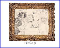 Gustav Klimt 1898 Original Hand Signed Vintage Female Figure Modern Realism Art