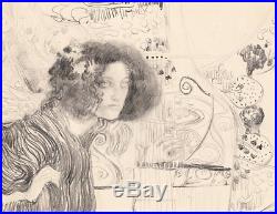 Gustav Klimt 1898 Original Hand Signed Vintage Female Figure Modern Realism Art