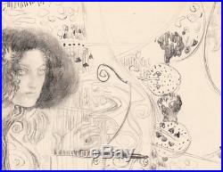 Gustav Klimt 1898 Original Hand Signed Vintage Female Figure Modern Realism Art