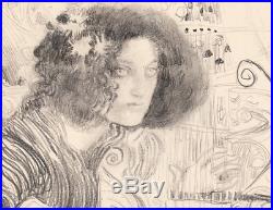 Gustav Klimt 1898 Original Hand Signed Vintage Female Figure Modern Realism Art